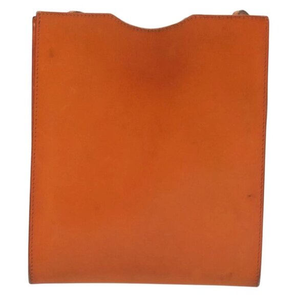 HERMES Omenitu Shoulder Bag Leather Orange Auth BA4408 - Picture 12 of 15
